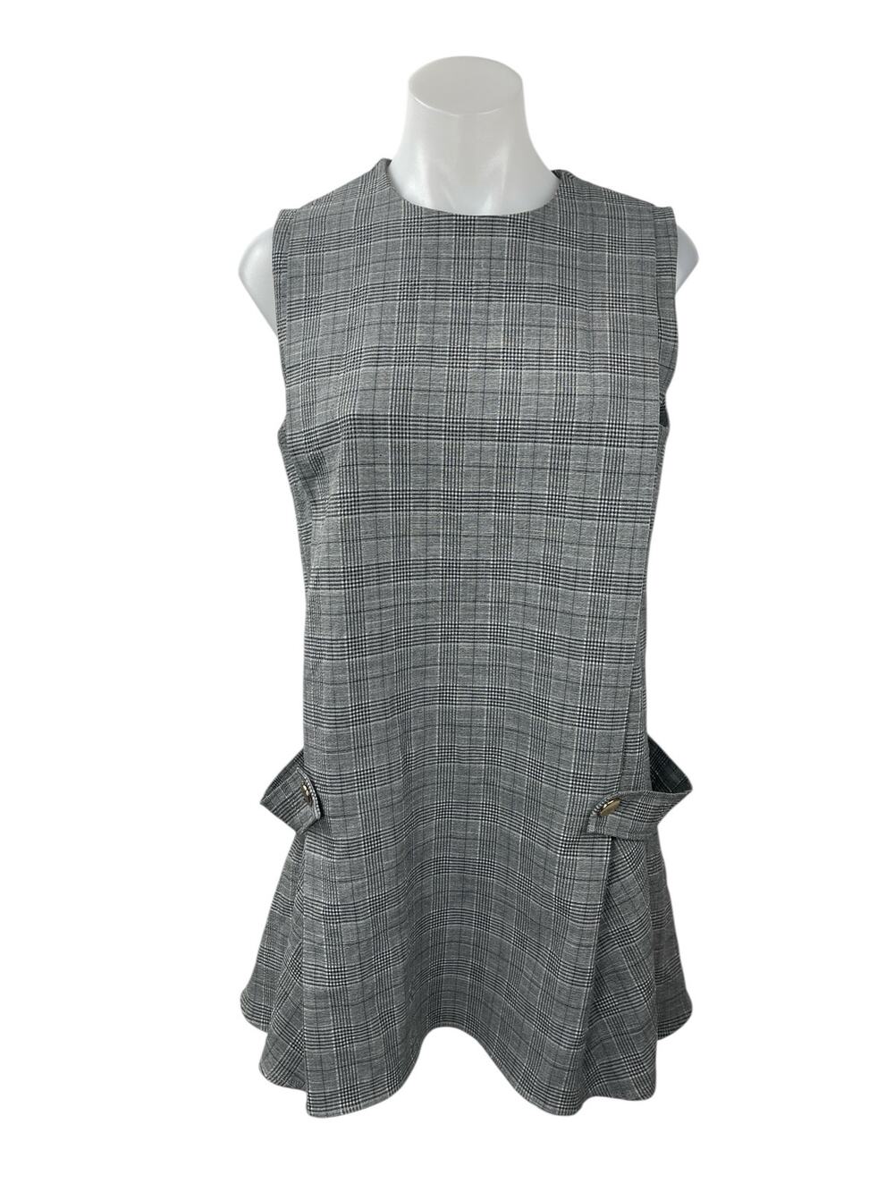 Zara Women's Gray Plaid Check Sleeveless Mini Skater Tank Flare Shift Dress M
